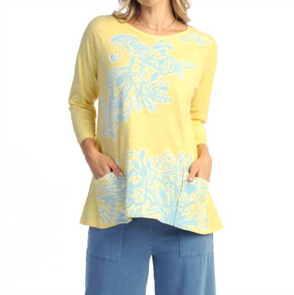NEW JESS & JANE mineral washed patch pocket tunic in yellow